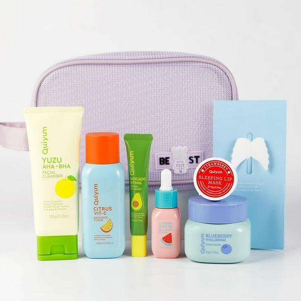 Set de cuidado de la piel QUIYUM Fruit para niñas y adolescentes con rutina de 6 pasos