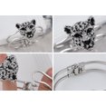 thumbnail image 5 of Sparkly Clear Crystal Rhinestones Black Enamel Cheetah Leopard Jaguar Head Bangle Bracelet, Silver, 5 of 6