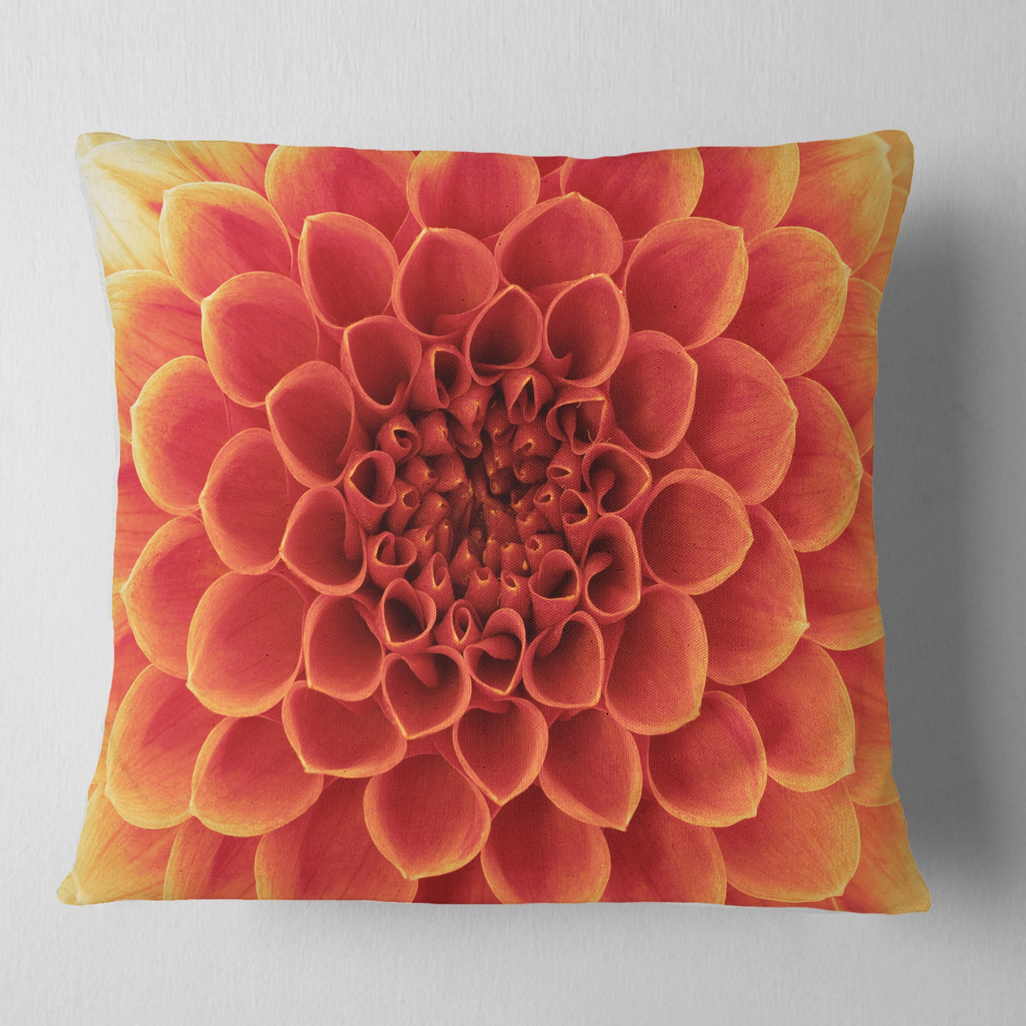 Designart Brown Flower with Dense Petals - Floral Photo Throw Pillow - 16x16