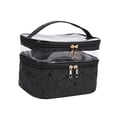 thumbnail image 3 of Double Layer Cosmetic Bag Toiletry Bag for Picnic Hair Accessories Cosmetics Black, 3 of 8