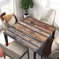 thumbnail image 2 of Square Fitted Card Tablecloth Wood Grain Table Cloth Cover with Elastic Edge Wooden Boards Tablecloths Waterproof Cloths for Indoor Outdoor Decoration, Fit for 36"x36" Tables, Style-17, 2 of 4