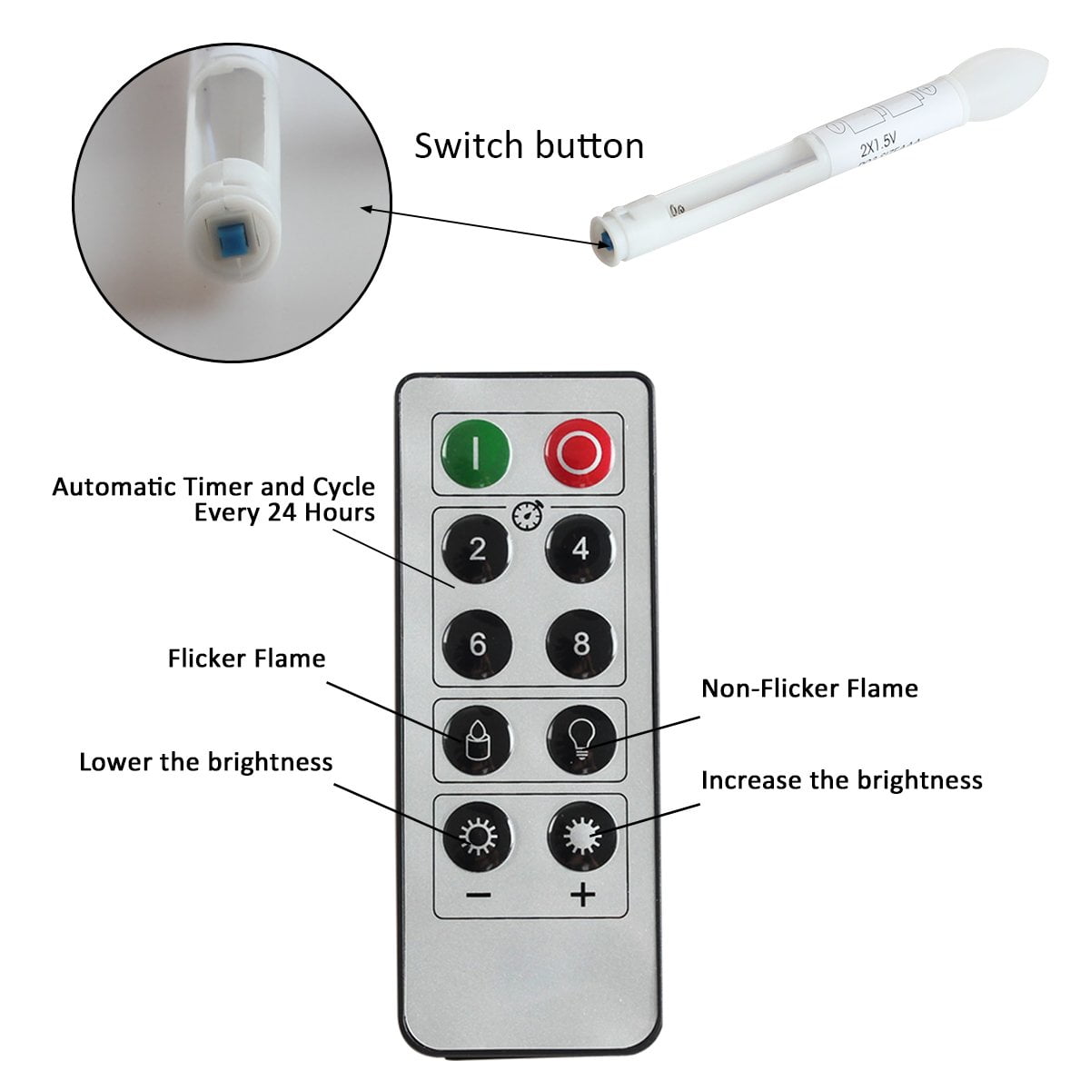 Gamexcel Flameless LED Window Candle Lights, Gold Base, Remote Timer, Warm White, 6 Count