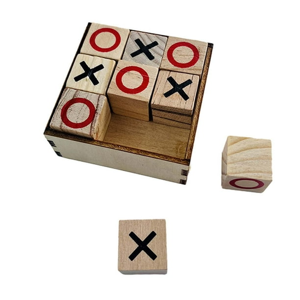Juego de madera Tic TAC Toe, juegos familiares de Noughts and Crosses, juego de mesa divertido hecho a mano, juego de mesa de ajedrez Xoxo para niños