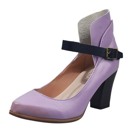 

Women S Pumps Toe Heels Color Buckle High Work Shoes Strap Single Solid Women Shoes Shoes Pointed Leisure Women S Pumps Pumps Shoes Women Pu Purple 39
