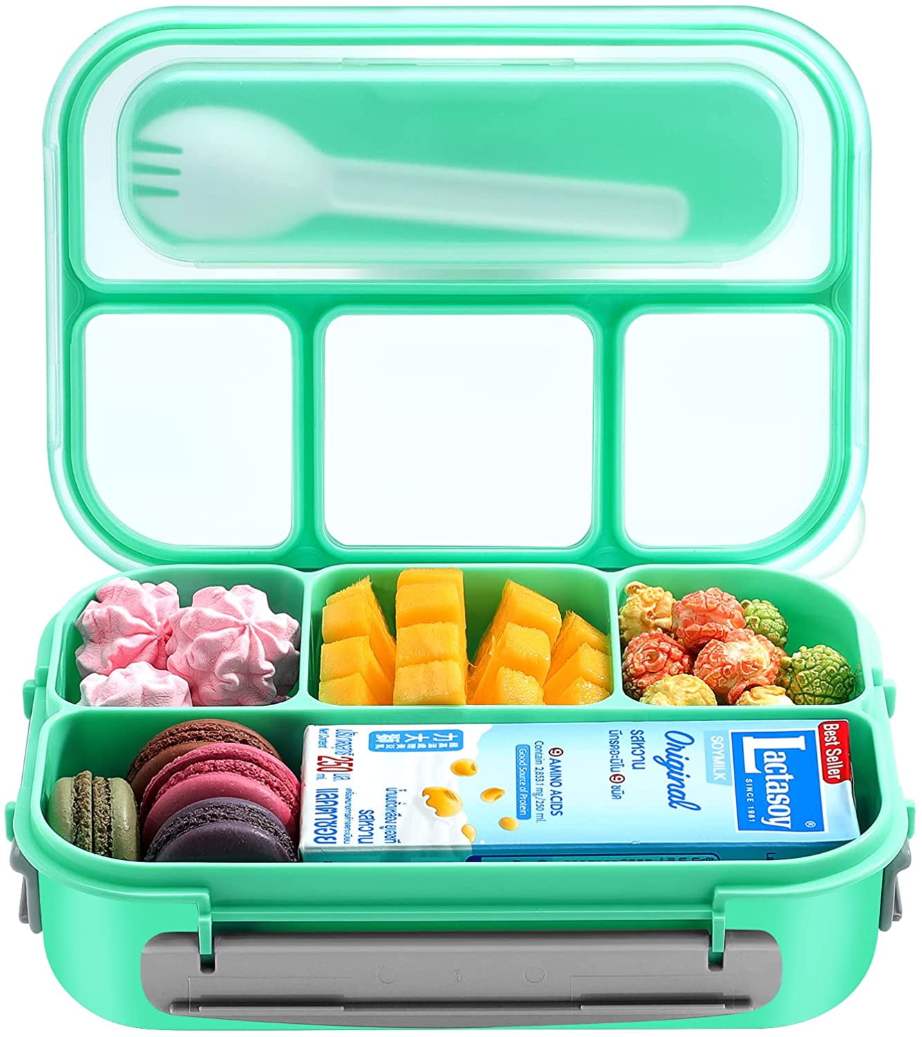Aoujea Clearance Lunch Box Kids,Bento Box Adult Lunch Box,Lunch Containers  For Adults/Kids/Toddler,1600ML-4 Compartment Bento Lunch Box,Built-In  Reusable Spoon & BPA-Free Family Gifts 