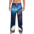 thumbnail image 2 of Picia Moonlit Blue Wolf Mens Soft Woven Cotton Elastic Waistband Sleep Pajama Pant Lounge Sleep Pant With Pockets And Drawstring-X-Large, 2 of 9