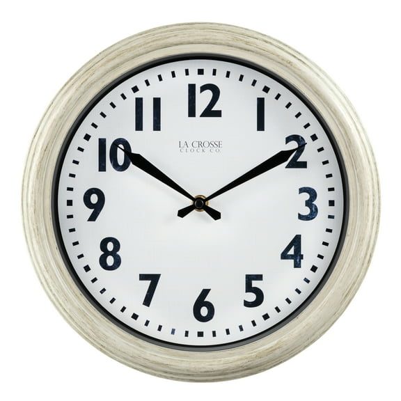 La Crosse Clock 12 Inch Antique White Wynn Quartz Wall Clock, 404-3030W