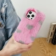 thumbnail image 5 of Feishell for iPhone 13 Cute Fluffy Case with Hearts Pattern, for Women Girls, Luxury Fluffy Furry Plush Soft Flexible Silicone TPU Anti-Drop Shockproof Protective Phone Case,Purple, 5 of 6