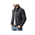 thumbnail image 6 of Zynoxe Mens Corduroy Jacket with Chest Pockets Classic Stand Collar Zip‑Up Jacket Warm Long Sleeve Casual Jackets Retro Solid Color Workwear Jacket for Men Dark Gray S, 6 of 9