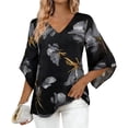 thumbnail image 3 of Jsaierl 3/4 Length Sleeve Tops for Women Casual V Neck Shirts Cute Graphic Ladies Blouses Classic Vacation Tunic Top S-2XL, 3 of 9