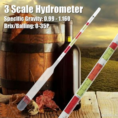 3 Scale Home brew Hydrometer Wine Beer Cider Alcohol Testing Making Triple Scale Tester Densimeter Alcohol Brix (Best Wine Tasting In Italy)