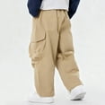 thumbnail image 5 of Cargo Pants for Boys Streetwear Casual Wide Leg Sweat Pants with Pockets Elastic Waist Trousers Size 3-15, 5 of 7