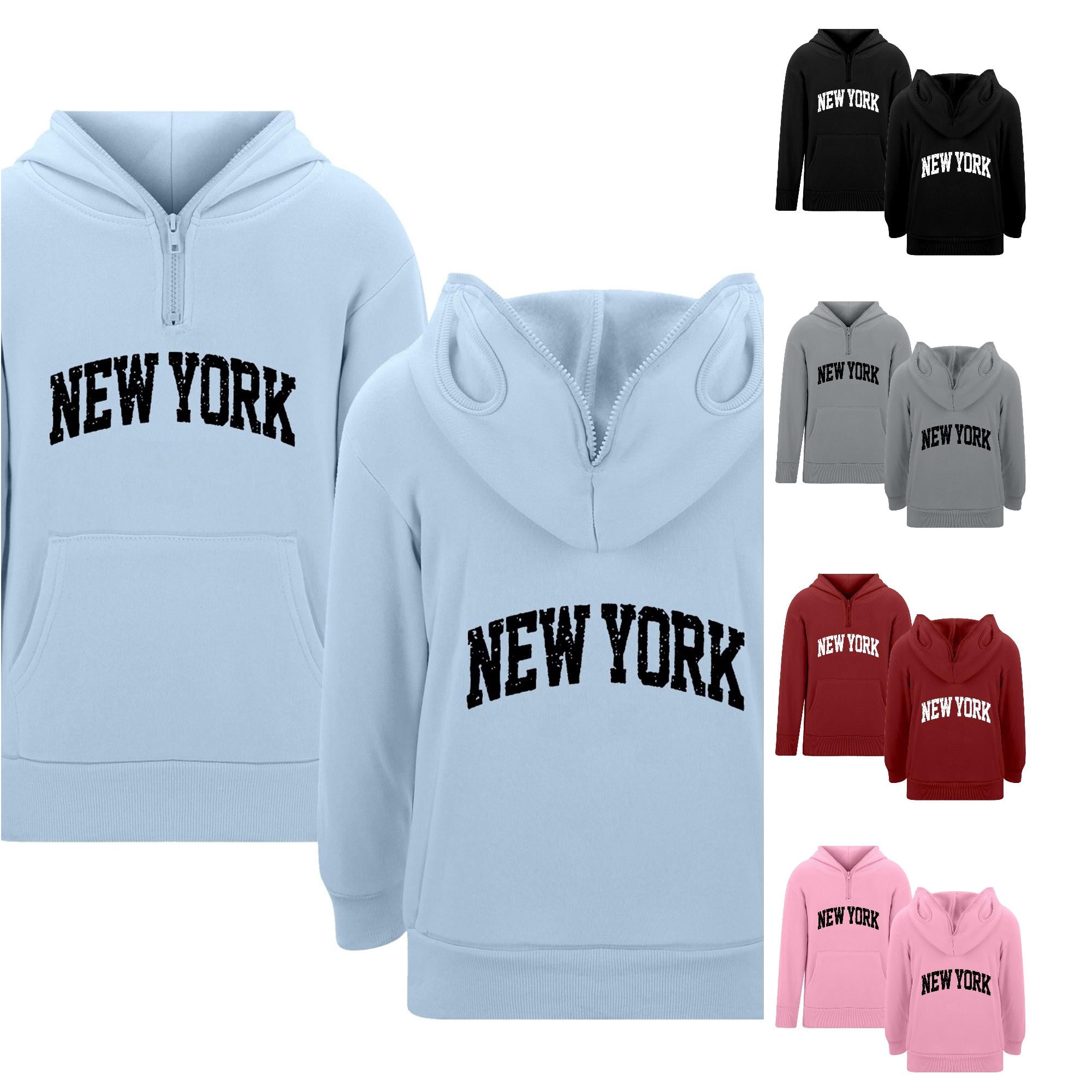 Byoo Tween Boy s Vintage Printed Hoodie Quarter Zip Letter Graphic Hooded Sweatshirt Daily Pullover Top Light Blue
