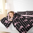 thumbnail image 3 of Erosebridal Teens Cartoon Ribbon Bow Twin Comforter Sets 3-Piece,Vintage Polka Dots Bedding Set For Kids Girls,Black Pink,Pink Reversible, 3 of 6