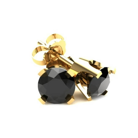 .25 Ct Round Heat Treated Black Diamond 14K White Or Yellow Gold Studs Earrings in Classic