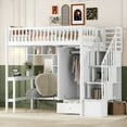 thumbnail image 3 of Harper & Bright Designs Kids Wooden Twin Loft Bed with Wardrobe Storage Space, Stairs, Desk and Shelves, White, 3 of 16