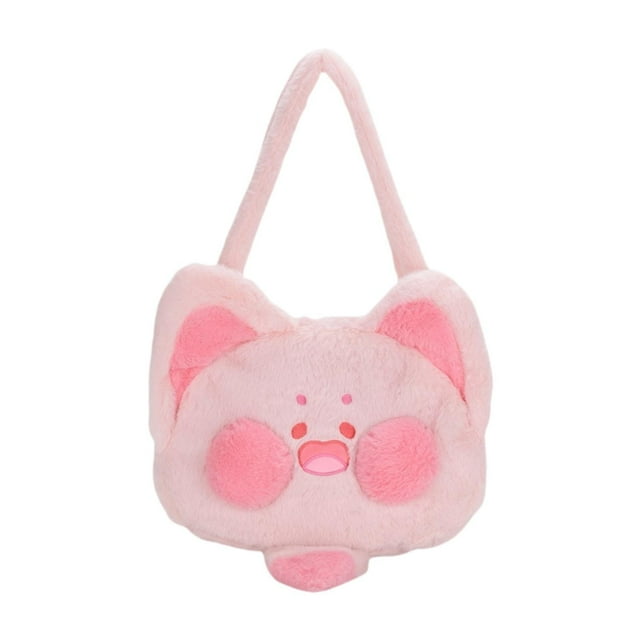 Bolso de hombro para mujer, moderno, con cremallera y asa de dibujos animados, bolso de mano creativo Rosa