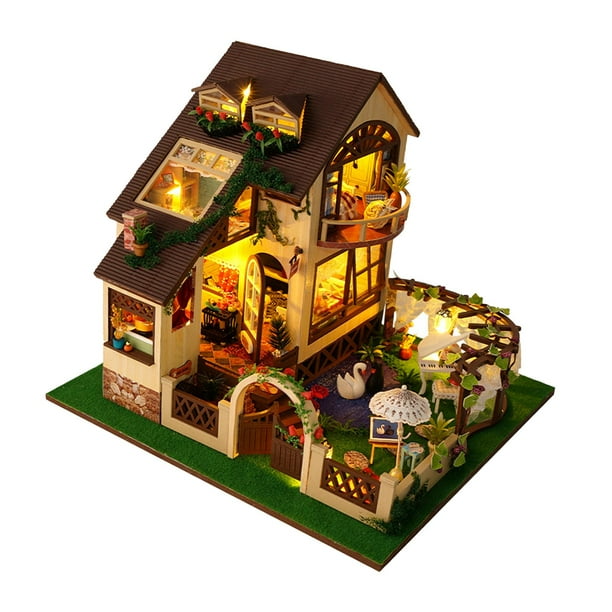 Miniature Dolls House Kits 3D Puzzles Decorations with Lights Tiny