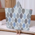 thumbnail image 5 of Blue Geometric Quatrefoil Pattern Hooded Bath Towel，60"x35" for Ages 3 To 12 Kids, Quick Dry Lightweight Soft Microfiber Hood Beach Towel Cover Up for Kids, 5 of 7