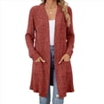thumbnail image 2 of Cárdigan de Punto Suave y Ligero para Mujer, de Otoño, con Mangas Largas, Abierto y Bolsillos. Rojo Ladrillo XL, 2 of 10