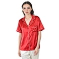 thumbnail image 1 of Blusa satinada con ribete Roman Fashion /Juvenil, 463 (Rojo) rojo G, 1 of 4
