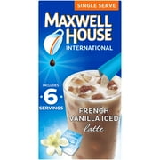 Maxwell House International French Vanilla Iced Latte Café-Style Single Serve Instant Coffee Beverage Mix, 6 ct. Sticks