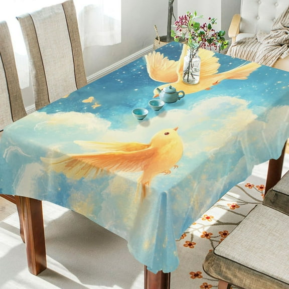 BZSMCE Square Tablecloth Yellow Bird Pattern Tableclothes