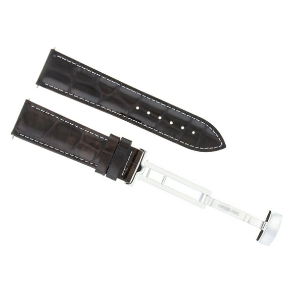 18MM LEATHER STRAP WATCH BAND DEPLOYMENT CLASP BUCKLE FOR TAG HEUER D/BROWN WS