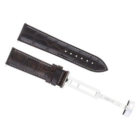 20MM LEATHER STRAP WATCH BAND FOR BREITLING PILOT DEPLOYMENT CLASP D/BROWN WS