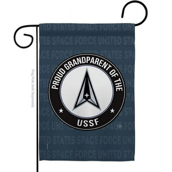 Breeze Decor G158558-BO Proud Grandparent USSF Garden Flag Armed Forces Space Force 13 x 18.5 in. Double-Sided Decorative Vertical Flags for House Decoration Banner Yard Gift