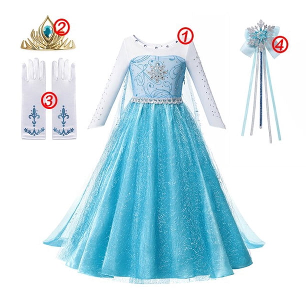 Disfraz de Frozen de Disney para niñas, vestido de princesa con lentejuelas blancas, traje de baile de malla, ropa de carnaval, Cosplay para niños, Reina de la nieve, Elsa y Anna Fivean unisex