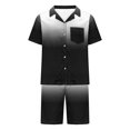 thumbnail image 3 of Hvyesh Men Silk Pajamas Set Sleepwear Sleep Shirt and Shorts Pajama Set Lightweight Soft Mens Pjs Lounge Set, 3 of 5