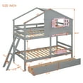 thumbnail image 4 of Euroco Wood Twin over Twin Bunk Bed, House Bed with Roof and Window, 2 Drawers and Cabinets for Kids Teens Bedroom, Gray, 4 of 13