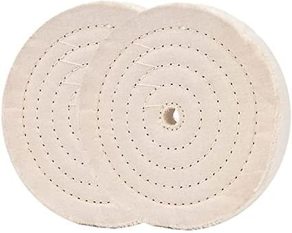 2-Pack 8" Buffing Wheels - 70-Ply White & 55-Ply Yellow Cotton Polishing Wheels For Bench Grinder