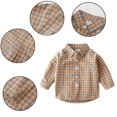 thumbnail image 5 of MXIEZI Baby Toddler Boys Long Sleeve Plaid Shirt Kids Button down Dress Shirts Formal Uniform Shirt Tops 2-7Y, 5 of 10