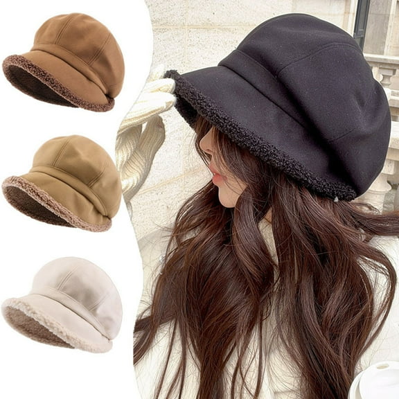 Women Hat Solid Color Ultra-Thick Lightweight Washable Windproof Decorative Polyester Cold-Resistant Women Beret Cap Hat Daily Wear