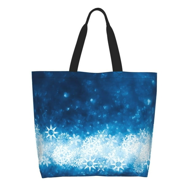 Balery Blue Glitter Sparkles Bolsa Tote Estilo Estético con Cremalleras, Bolsa de Hombro, Bolsa de Compras Grande y Plegable