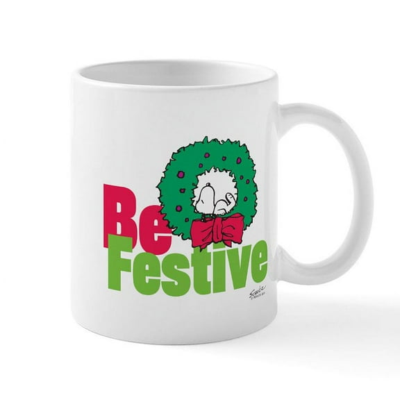 CafePress - Snoopy: Be Festive Mug - 11 oz Ceramic Mug - Novelty Coffee Tea Cup