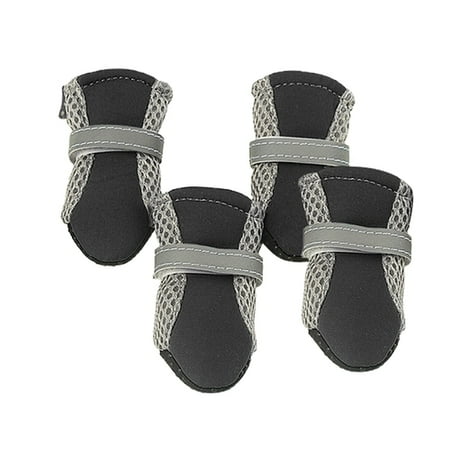 AQRS 4Pcs Dog Shoes Magic Sticker Closure Breathable Fabric Non-Slip Puppy Boots for Outdoor