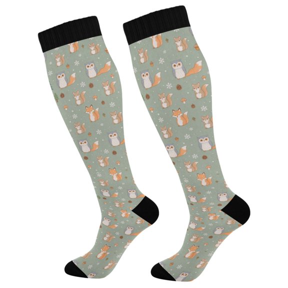 Unisex Knee High Socks, Woodland Sage Printed Socks, Long Running Socks for Men & Women (1 Pair)