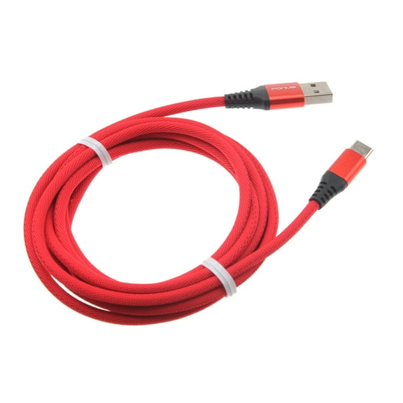 For Moto G Stylus 5G (2023) Type-C Red 6ft USB-C Cable - Charger Cord Power Wire Long Braided Fast Charge for Motorola Moto G Stylus 5G (2023) Phone