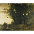 thumbnail image 2 of Jean-Baptiste-Camille Corot 14x12 Gold Ornate Wood Frame and Double Matted Museum Art Print Titled - Macbeth, Paysage (Macbeth, Landscape) (1858 - 1859), 2 of 4
