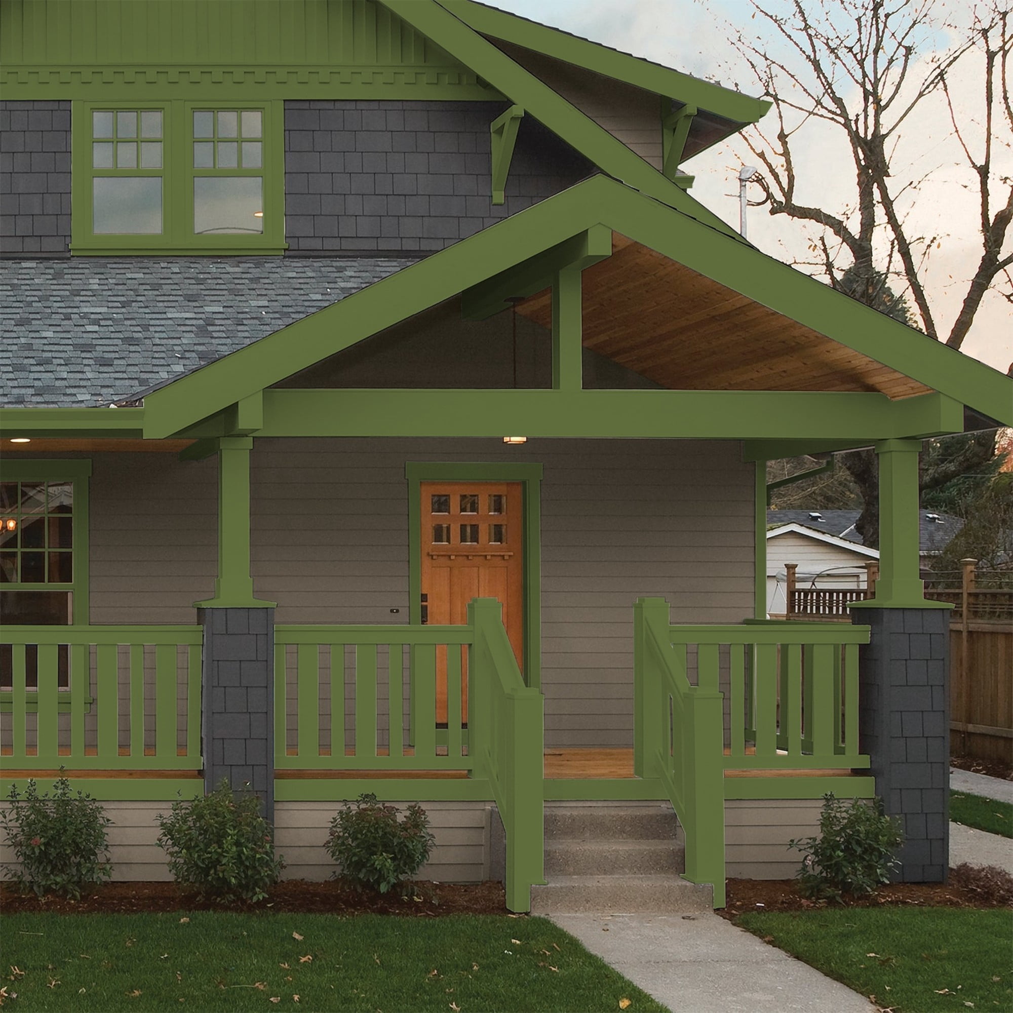Glidden One Coat Globe Artichoke / Green Semi-Gloss Exterior Paint with Primer, 1 Gallon