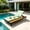 Black + Leaf, variant on Christopher Knight Home Adjustable Outdoor Iron Chaise Lounge with Cushion, Wood Side Shelf, White+Leaf