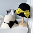 thumbnail image 3 of CoCopeaunt Hepburn Style Australian Wool Felt Hat, Women’S Autumn And Winter Satin Bow Bow Bow Hat, With A Solid Color Fashion Bowl Hat, 3 of 6