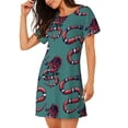 thumbnail image 2 of Easygdp Snake And Rose Camisón de manga corta para mujer, informal, estampado, 2 of 6