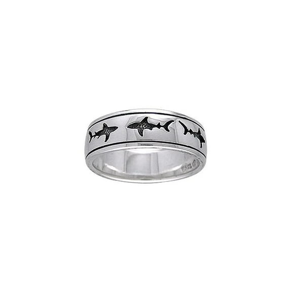 Shark 925 Sterling Silver Ring Fine Animal Totem Ocean Beach Sea Life Jewelry