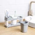 thumbnail image 2 of MasteelfCA 1PC Simple Toothbrush Storage Stand Toothbrush Tooth Cup Holder Wash Gargle Storage Rack Desktop Bathroom Toothbrush Rack for Home Hotel Use Grey White, 2 of 8