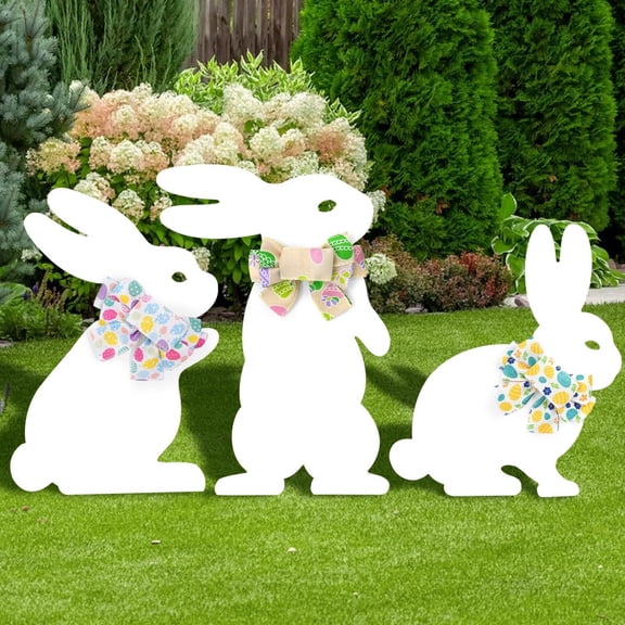 YoleShy 3 Packs Easter Yard Stakes Signs - PVC All-Weather Bunny Yard Decoration, Easter Decorations Outdoor for Party Spring Garden Home Lawn Patio