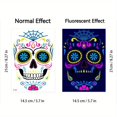 thumbnail image 1 of Funny Halloween Death Fluorescent Tattoo Sticker Face Sticker Undead Ghost Day Scar Tattoo Sticker, Temporary Tattoo Sticker The Day Of Dead Halloween Makeup, 1 of 4